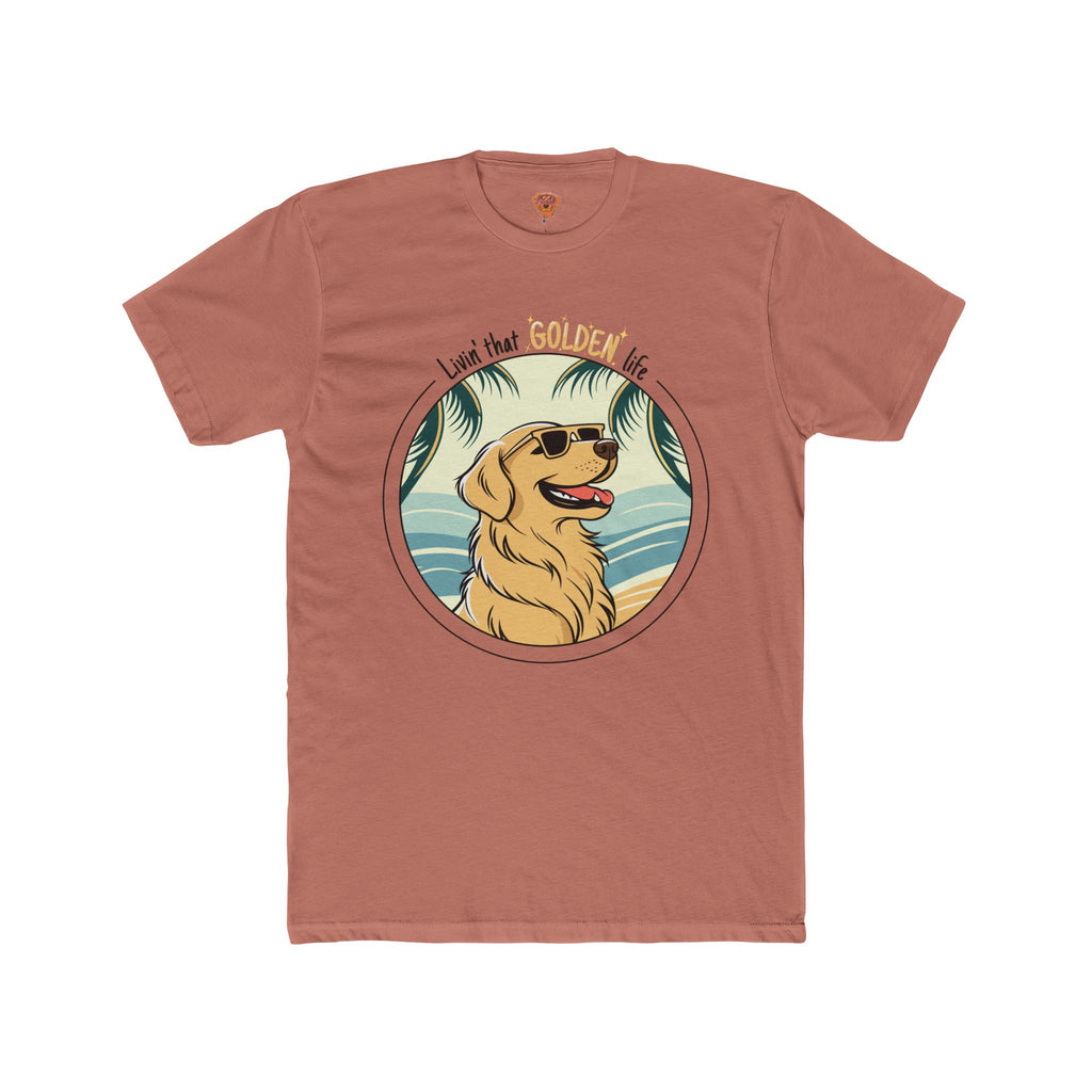 Golden Retriever T-Shirt – “Livin’ That GOLDEN Life” Beach Tee for Dog Lovers