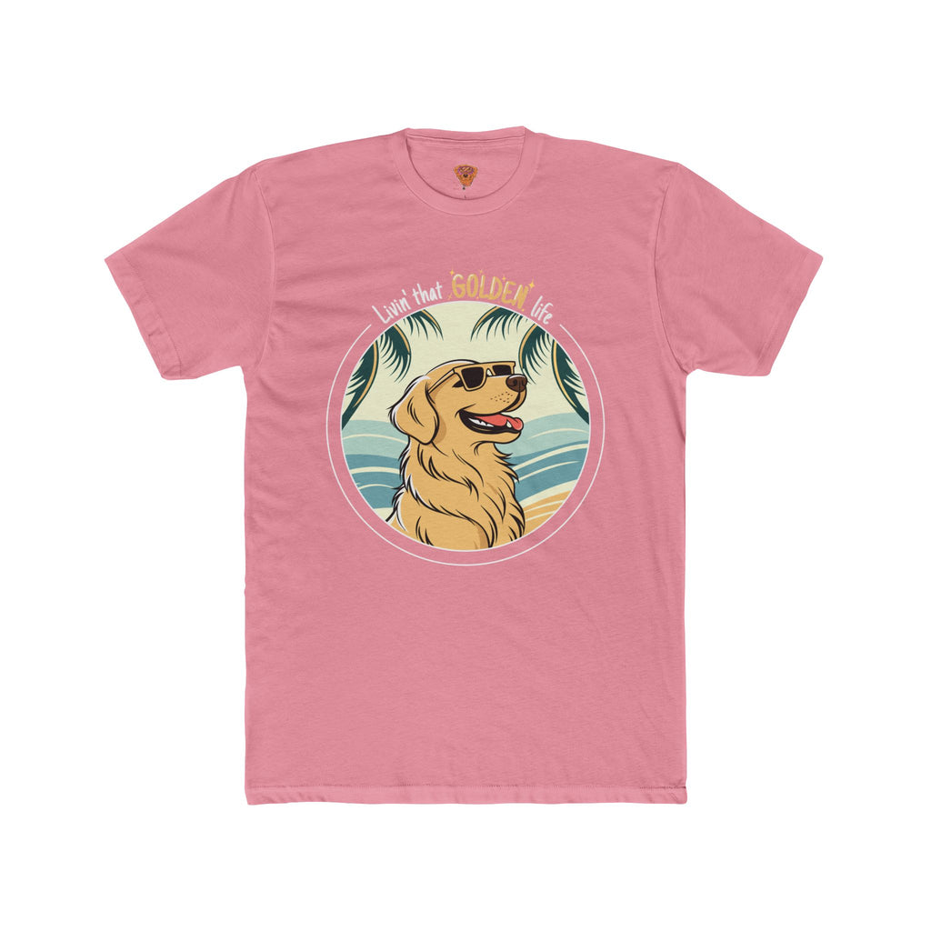 Golden Retriever T-Shirt – “Livin’ That GOLDEN Life” Beach Tee for Dog Lovers