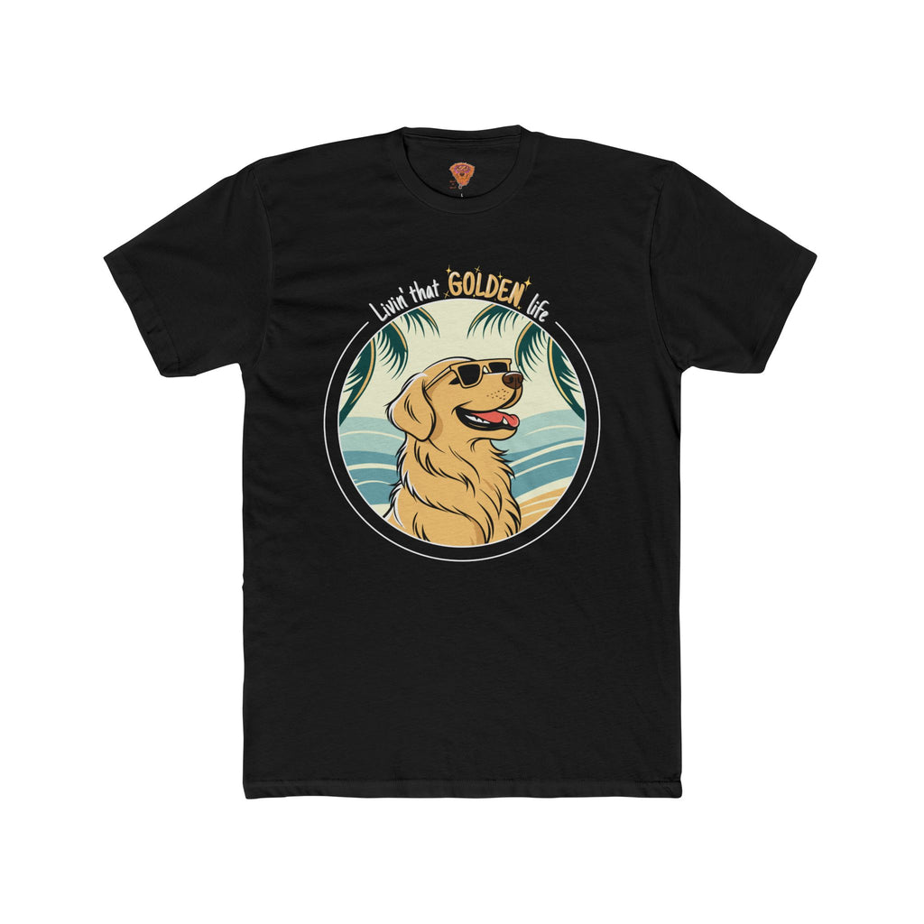Golden Retriever T-Shirt – “Livin’ That GOLDEN Life” Beach Tee for Dog Lovers