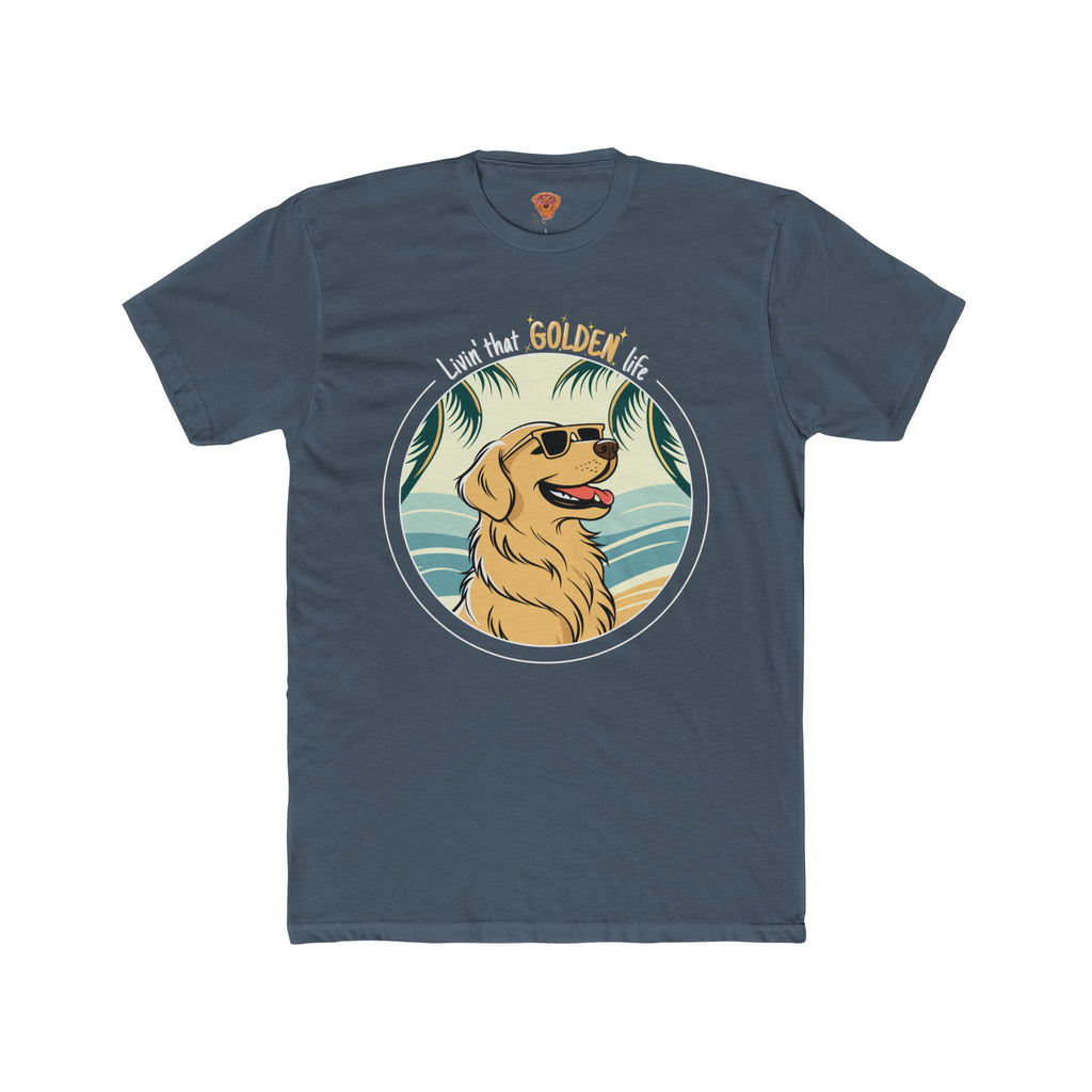 Golden Retriever T-Shirt – “Livin’ That GOLDEN Life” Beach Tee for Dog Lovers