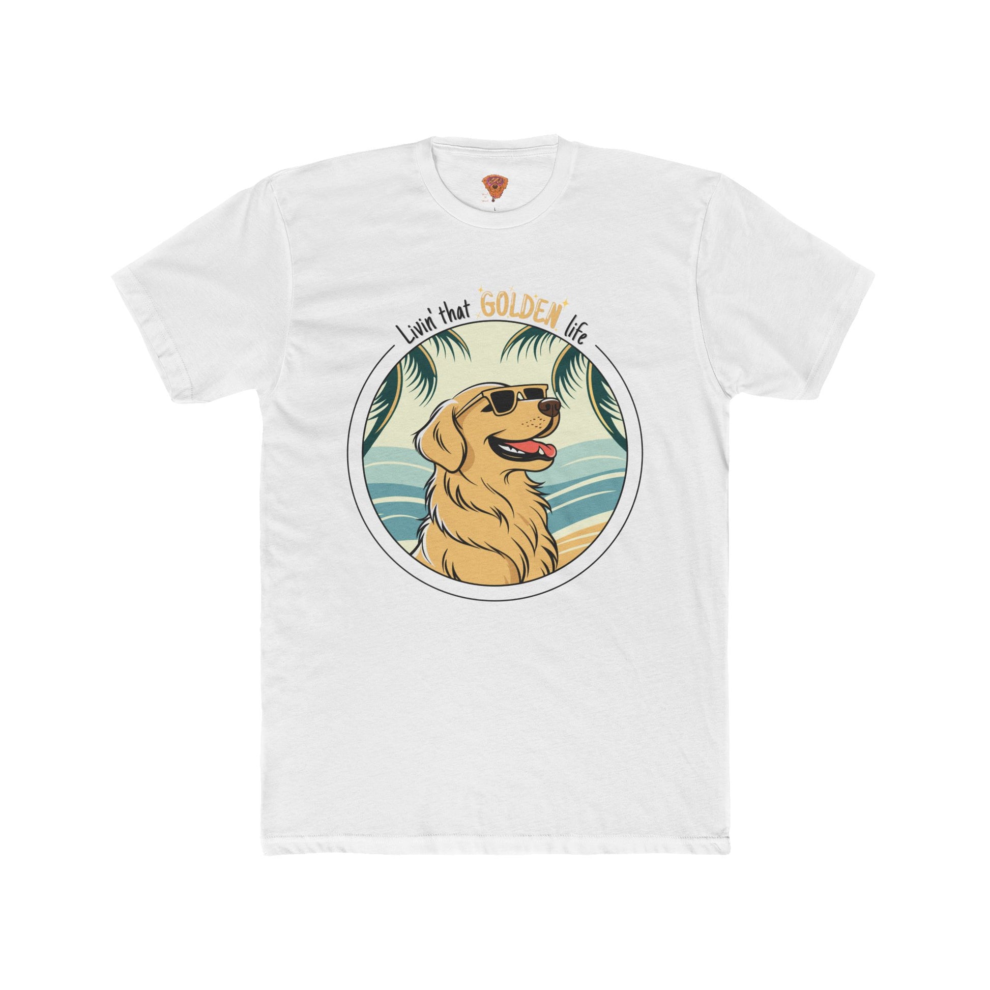 Golden Retriever T-Shirt – “Livin’ That GOLDEN Life” Beach Tee for Dog Lovers
