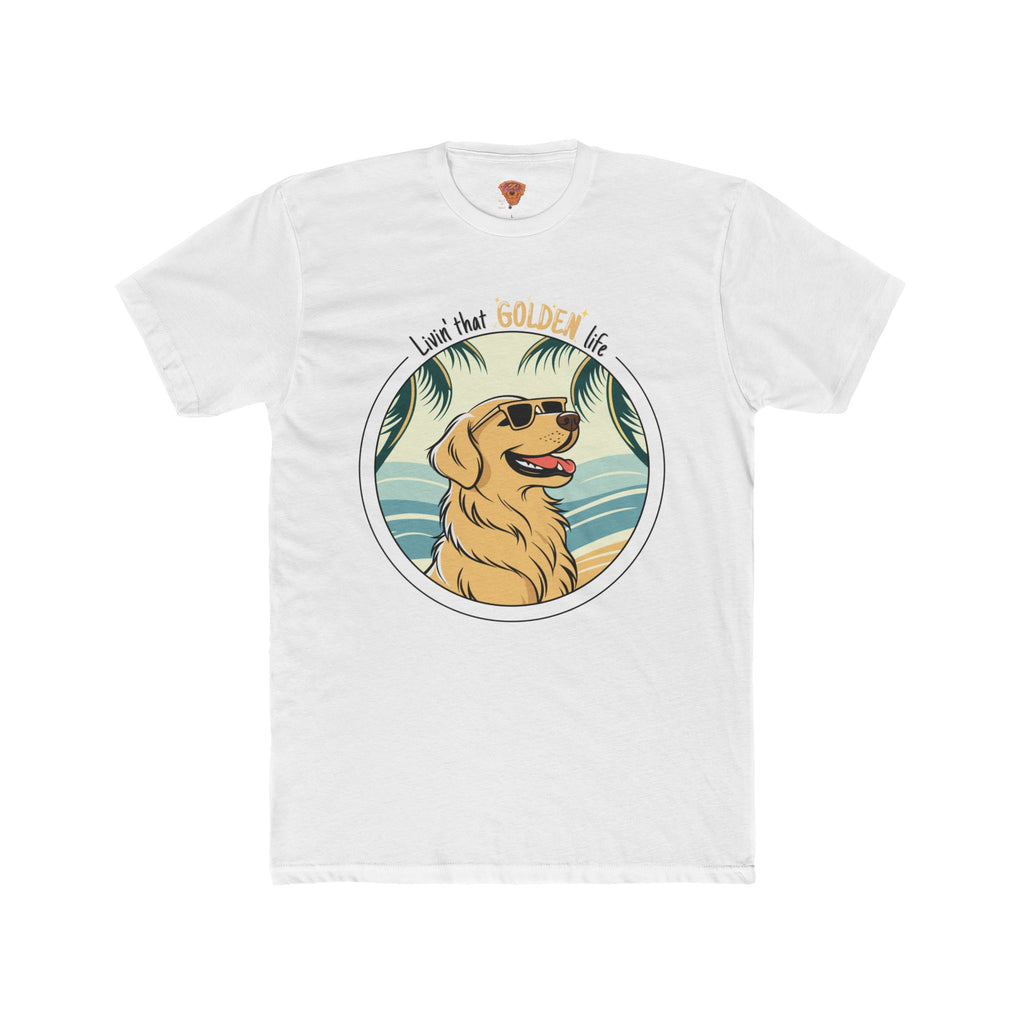 Golden Retriever T-Shirt – “Livin’ That GOLDEN Life” Beach Tee for Dog Lovers