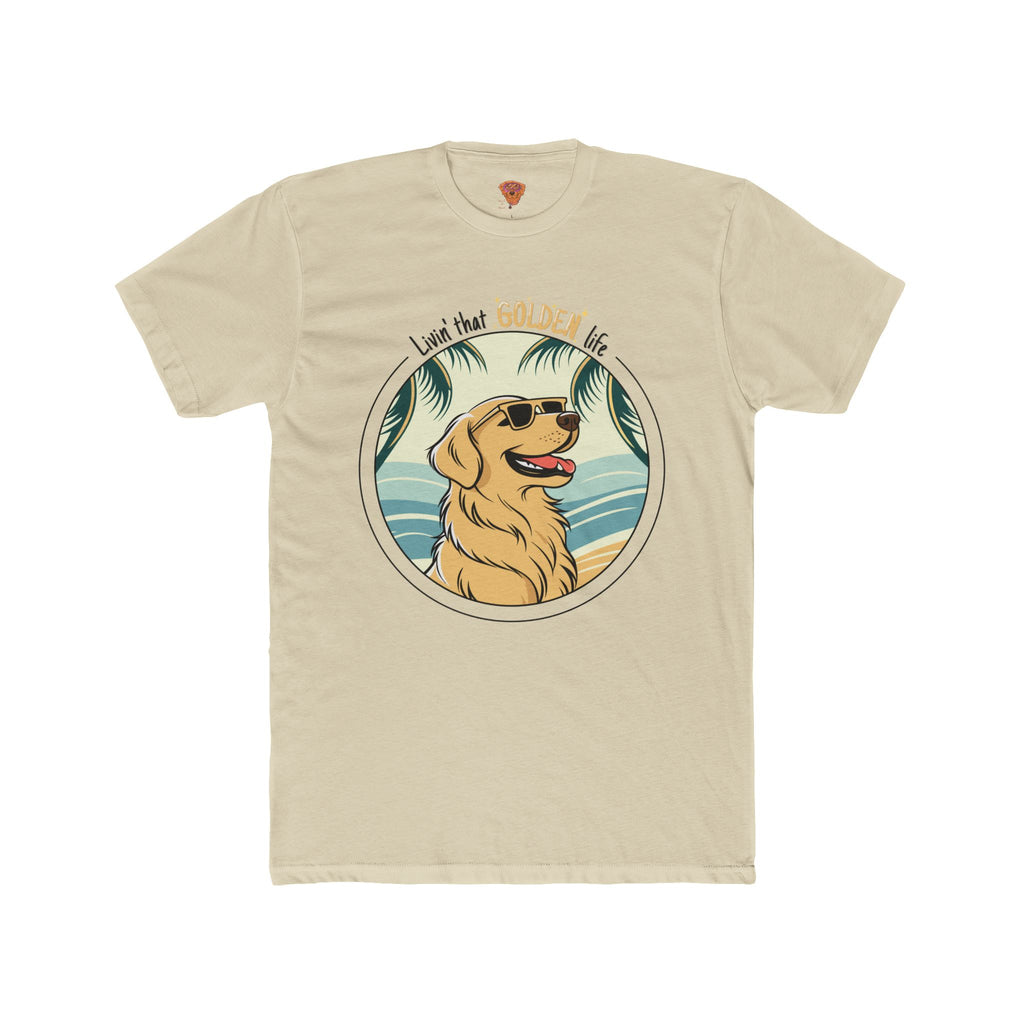 Golden Retriever T-Shirt – “Livin’ That GOLDEN Life” Beach Tee for Dog Lovers