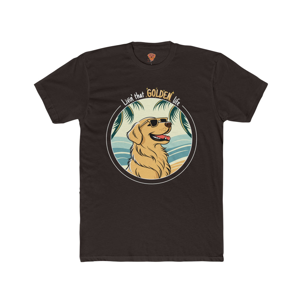 Golden Retriever T-Shirt – “Livin’ That GOLDEN Life” Beach Tee for Dog Lovers
