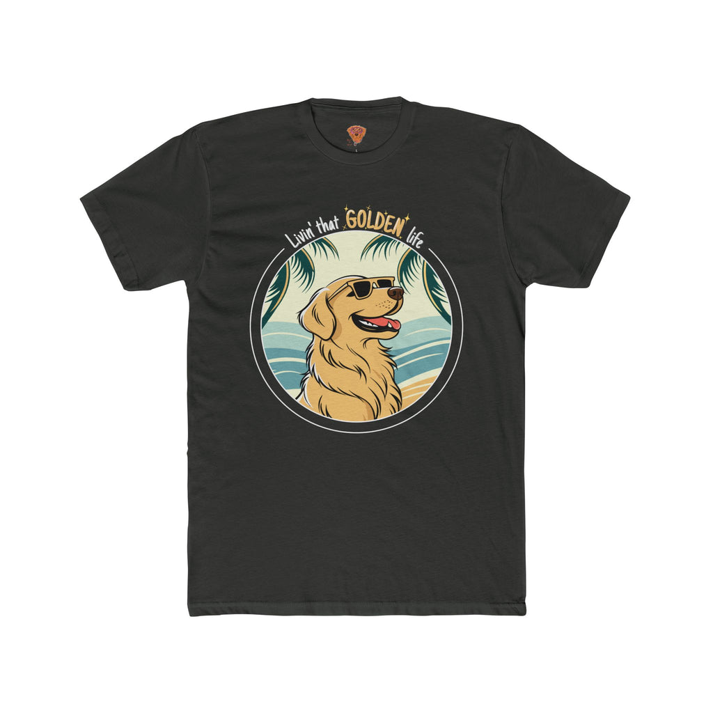 Golden Retriever T-Shirt – “Livin’ That GOLDEN Life” Beach Tee for Dog Lovers