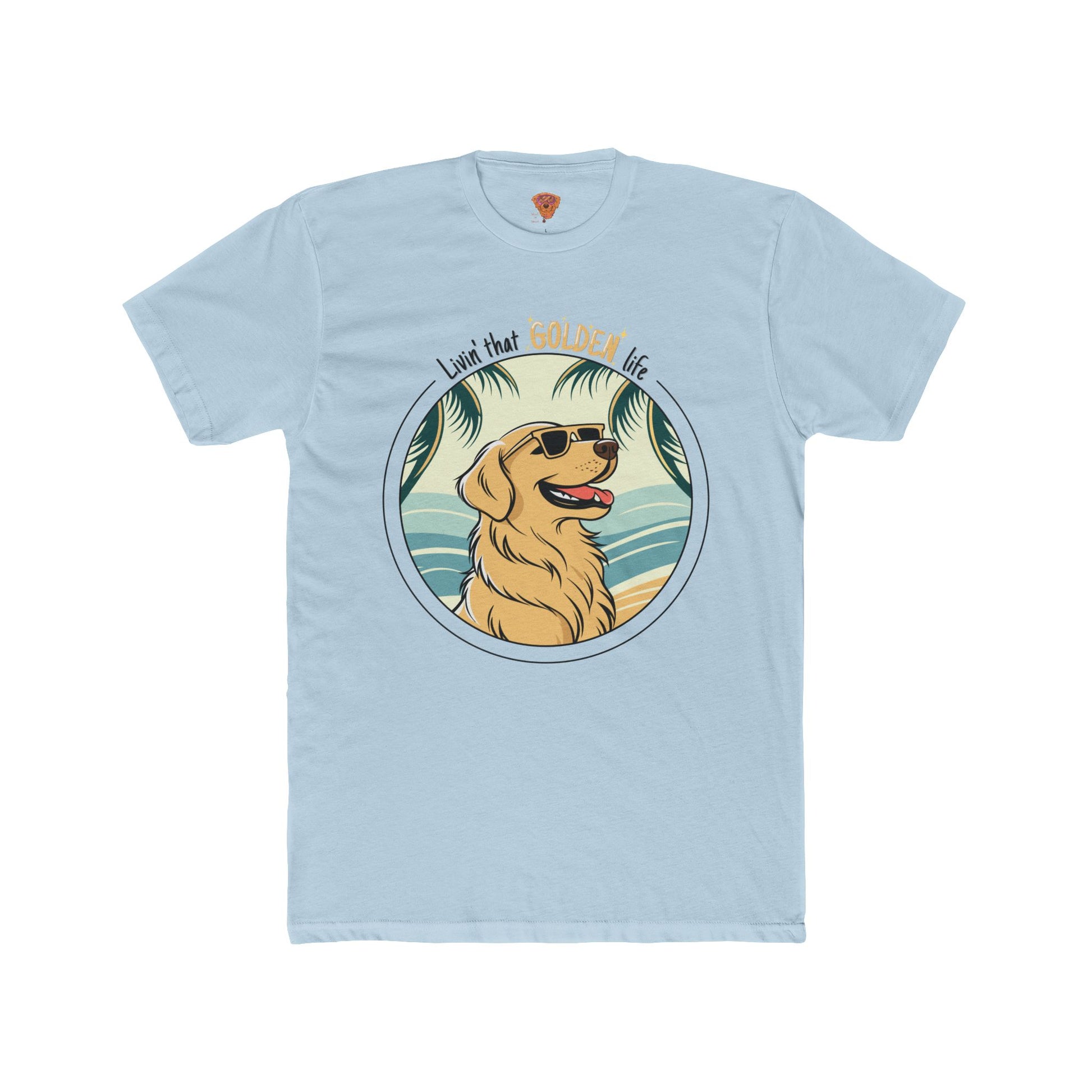 Golden Retriever T-Shirt – “Livin’ That GOLDEN Life” Beach Tee for Dog Lovers