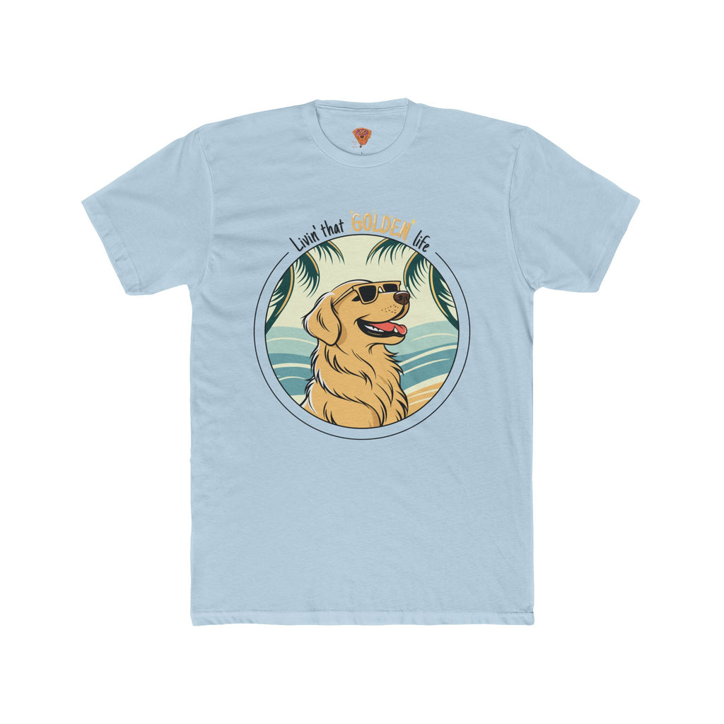Golden Retriever T-Shirt – “Livin’ That GOLDEN Life” Beach Tee for Dog Lovers